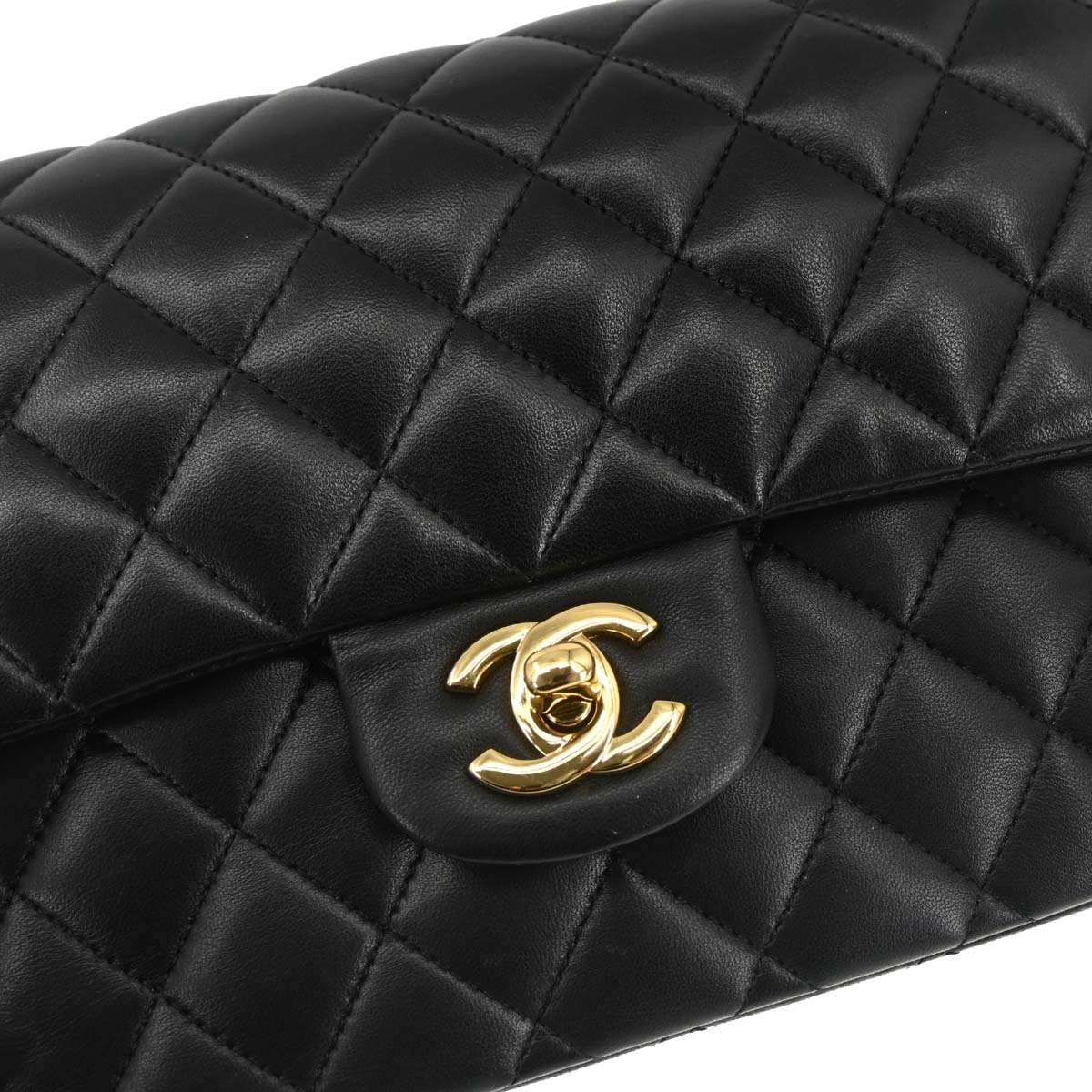 Chanel 2019 Black Lambskin Medium Classic Double Flap Shoulder Bag
