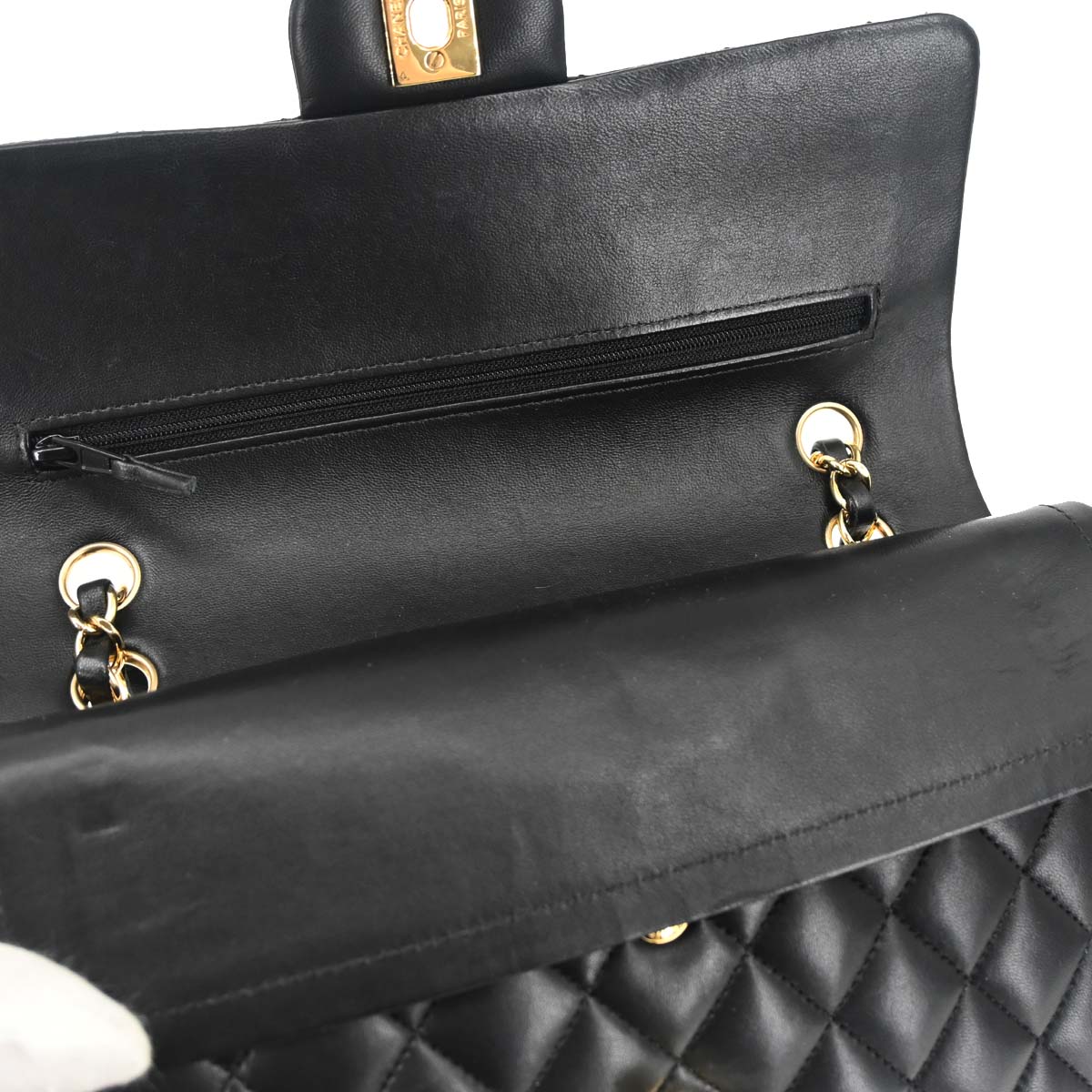 Chanel 2019 Black Lambskin Medium Classic Double Flap Shoulder Bag