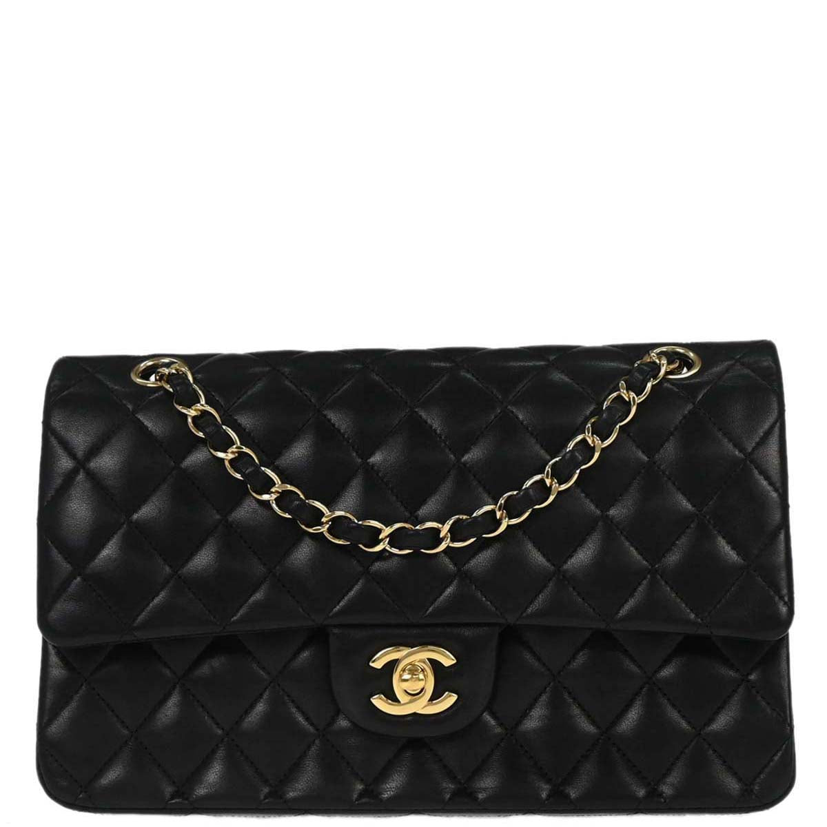 Chanel 2012 Black Lambskin Medium Classic Double Flap Shoulder Bag