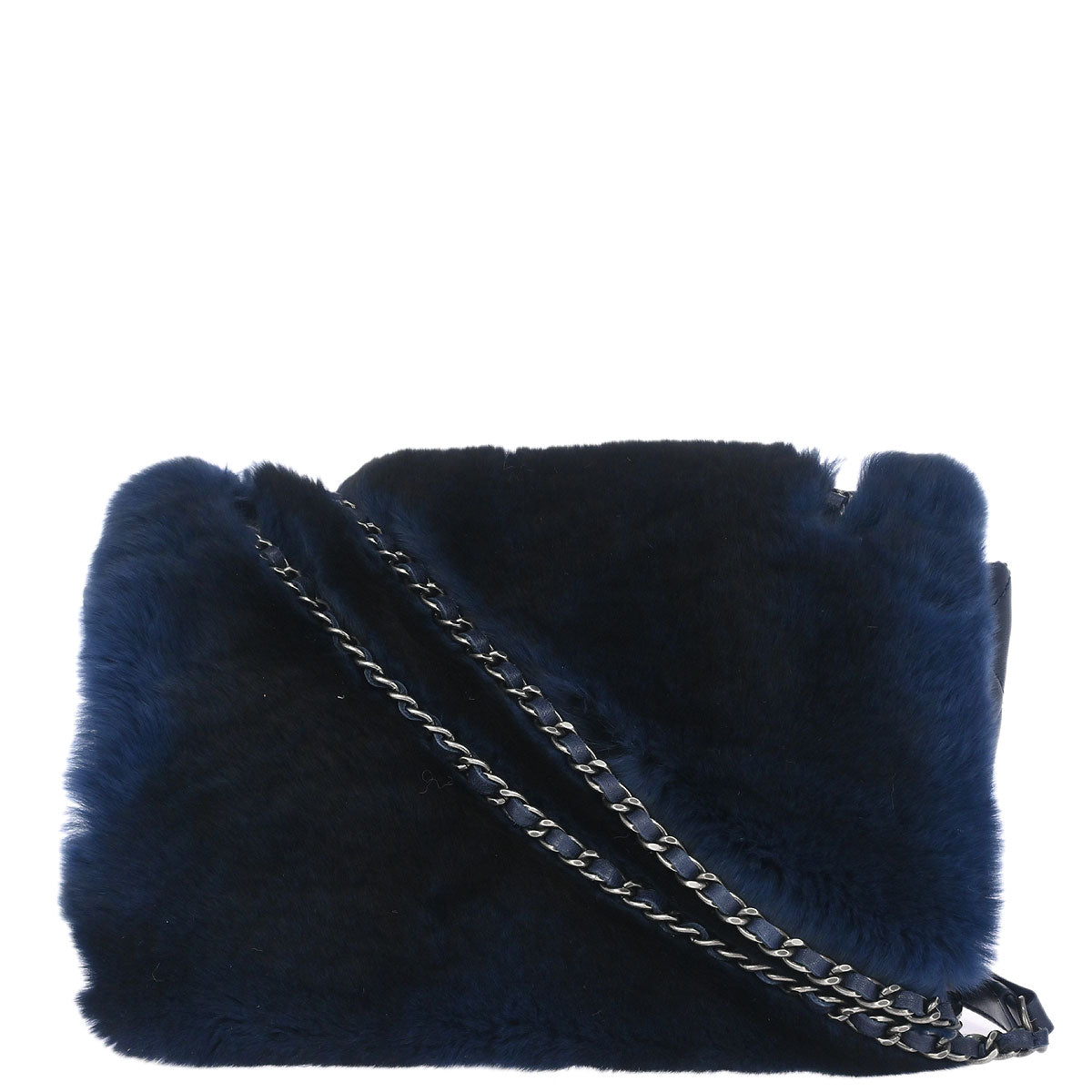 Chanel 2015-2016 Navy Rabbit Fur Shoulder Bag
