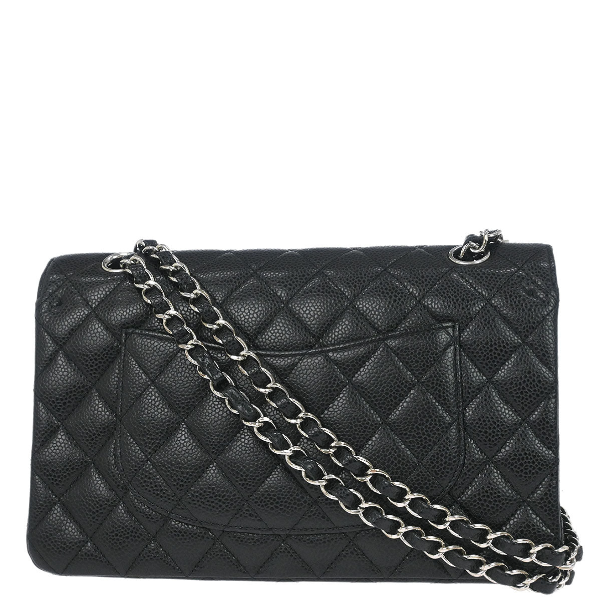 Chanel 2011 Black Caviar Skin Medium Classic Double Flap Shoulder Bag