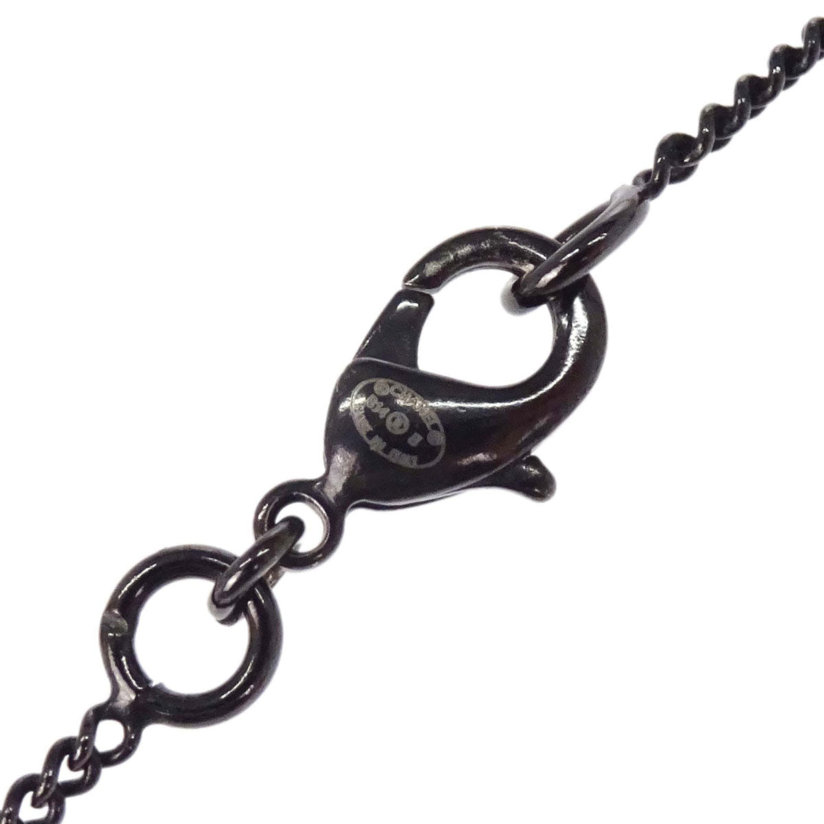 Chanel CC Necklace Pendant Black Costume Pearl B14B
