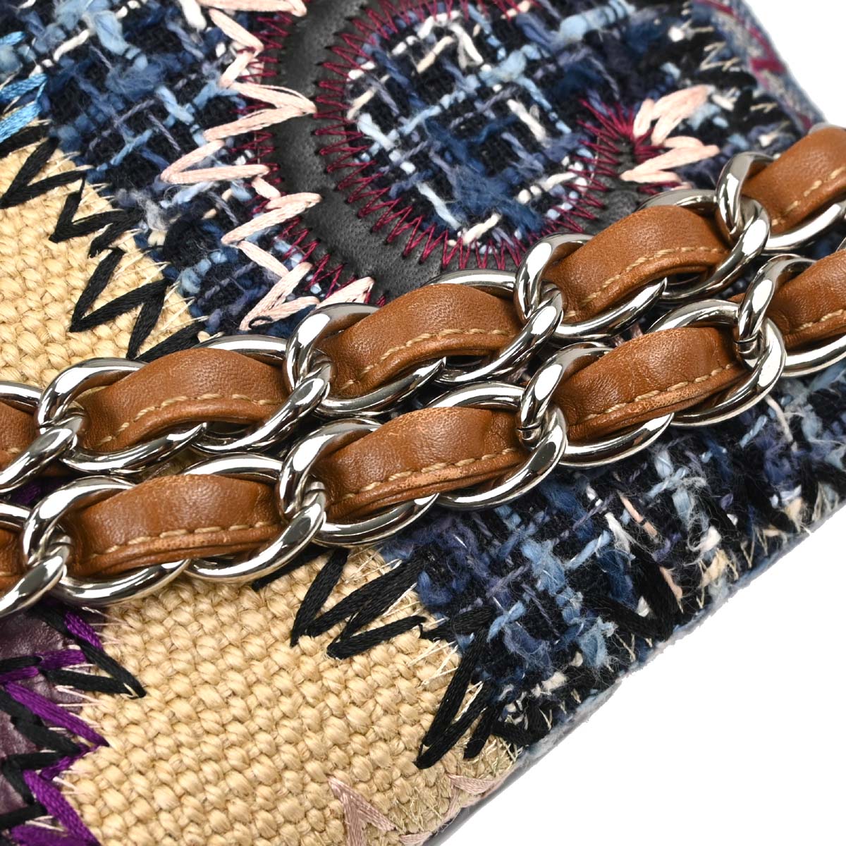 Chanel 2012 Beige Tweed Patchwork Jumbo Shoulder Bag