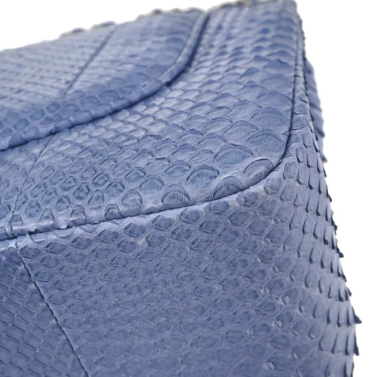 Chanel * Blue Python Jumbo Classic Double Flap Shoulder Bag