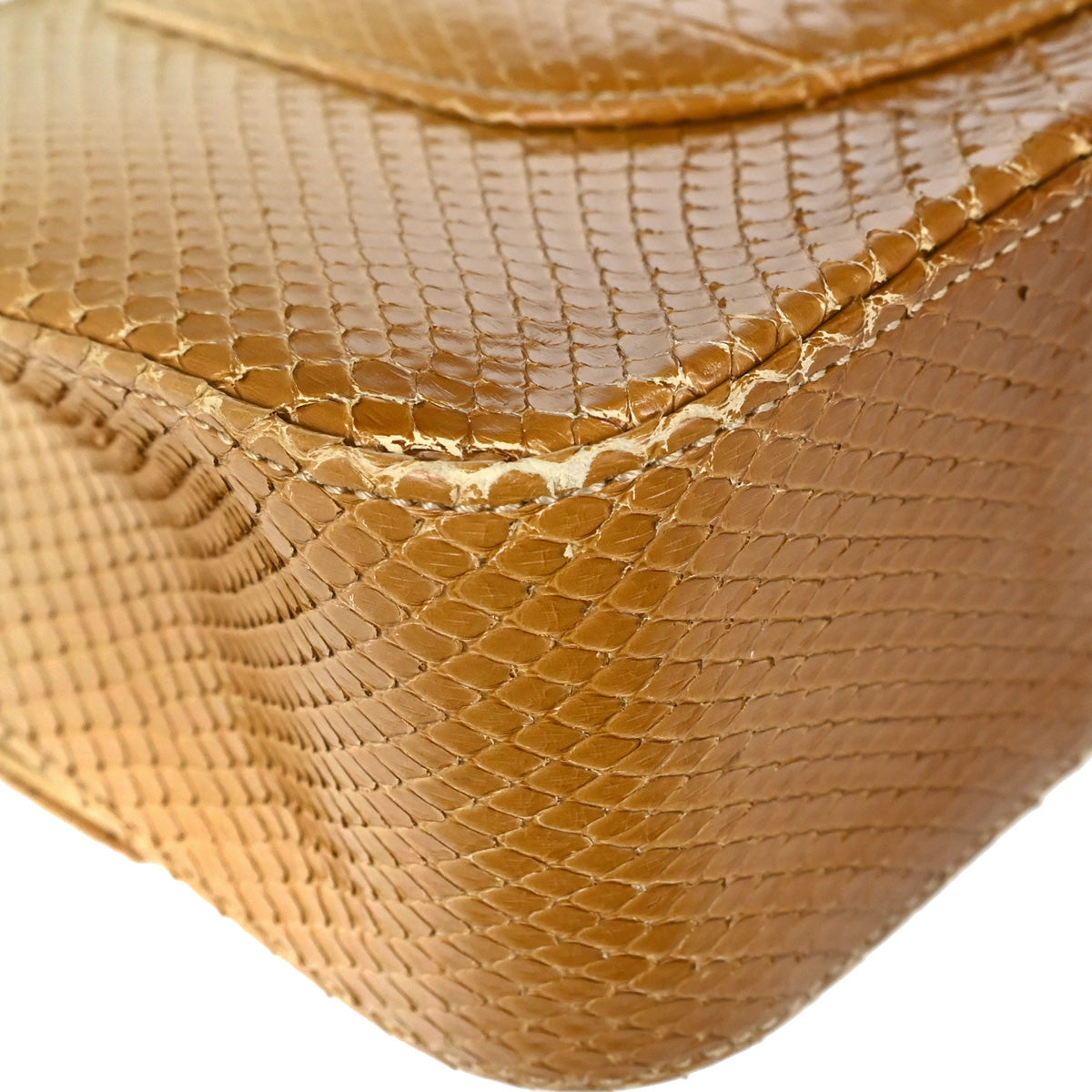 Chanel * Beige Python Medium Classic Double Flap Shoulder Bag
