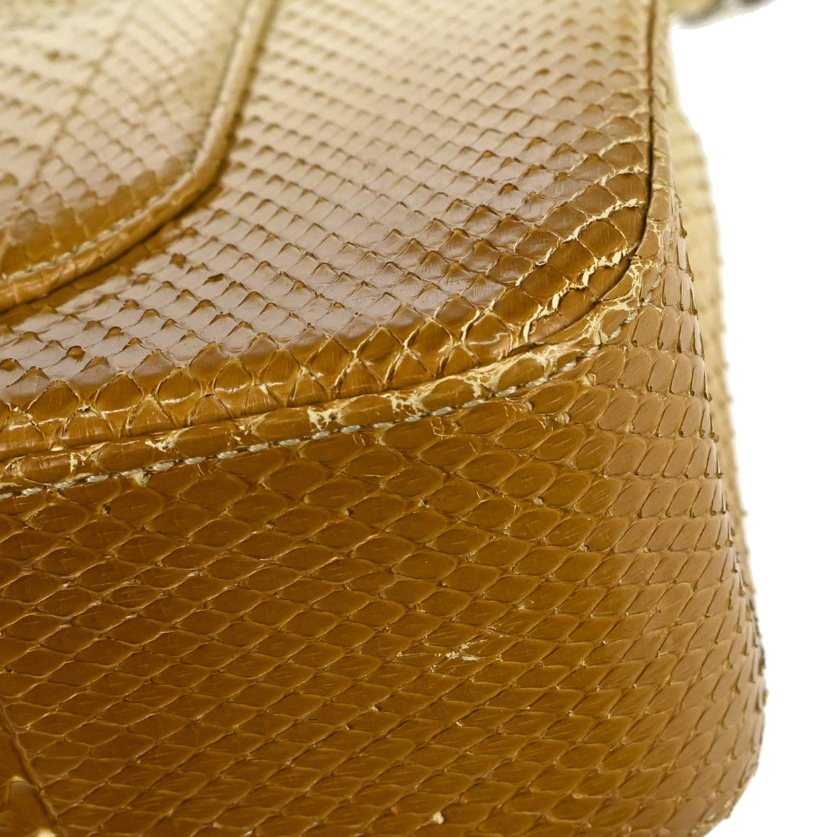 Chanel * Beige Python Medium Classic Double Flap Shoulder Bag