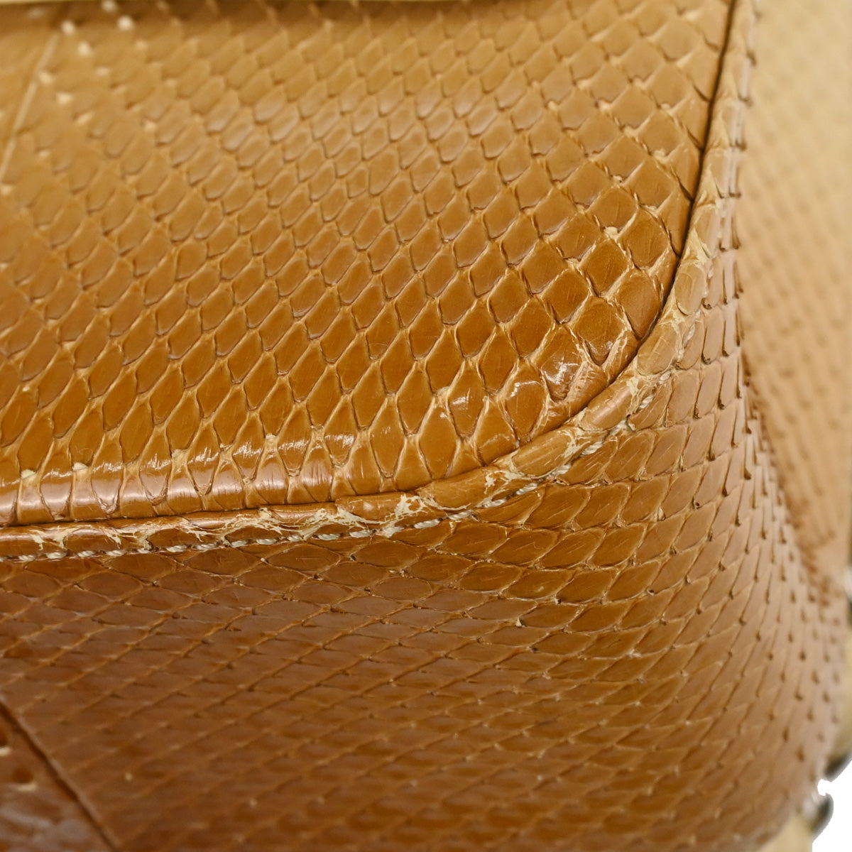 Chanel * Beige Python Medium Classic Double Flap Shoulder Bag