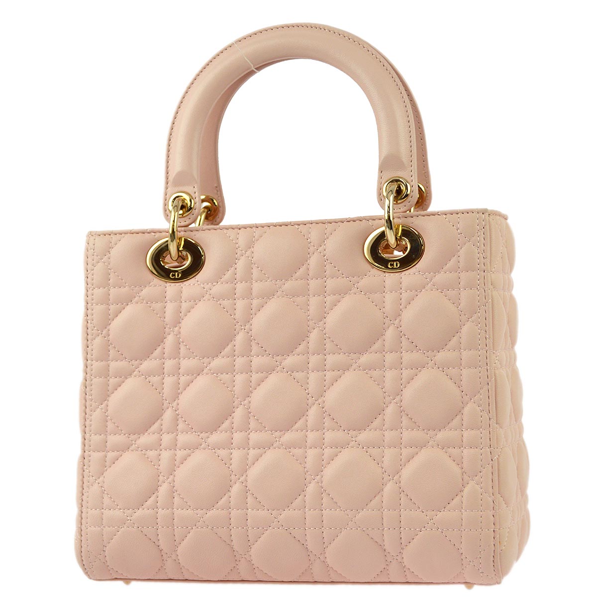 Christian Dior 2014 Pink Lambskin Lady Dior Cannage 2way Shoulder Handbag
