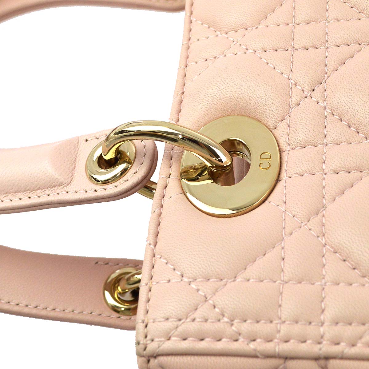 Christian Dior 2014 Pink Lambskin Lady Dior Cannage 2way Shoulder Handbag