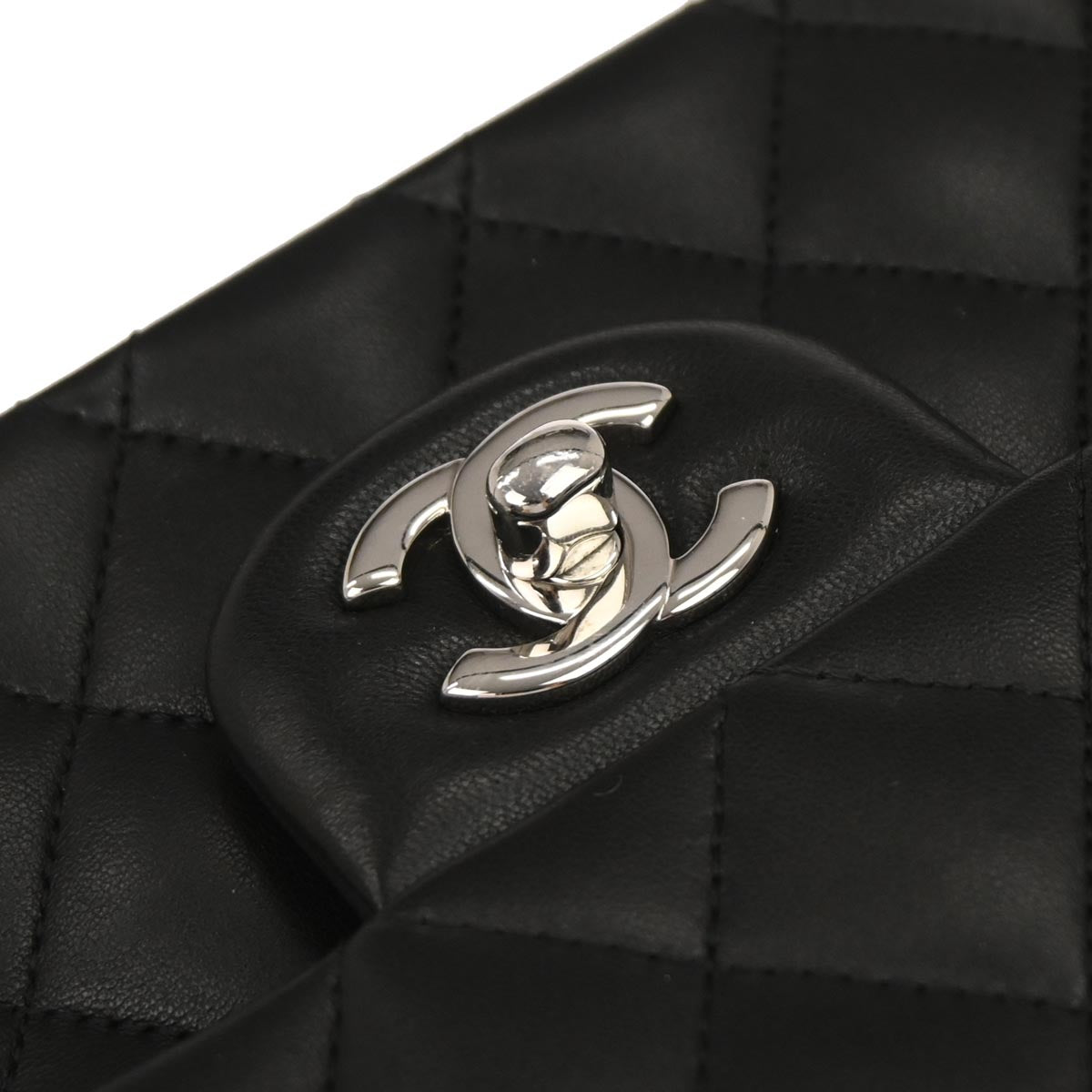 Chanel 2010-2011 Black Lambskin Medium Classic Double Flap Shoulder Bag