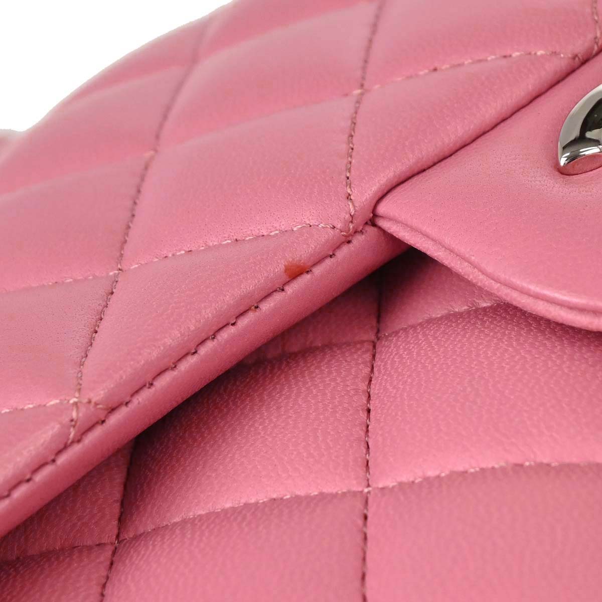 Chanel Pink Lambskin Medium Classic Double Flap Shoulder Bag