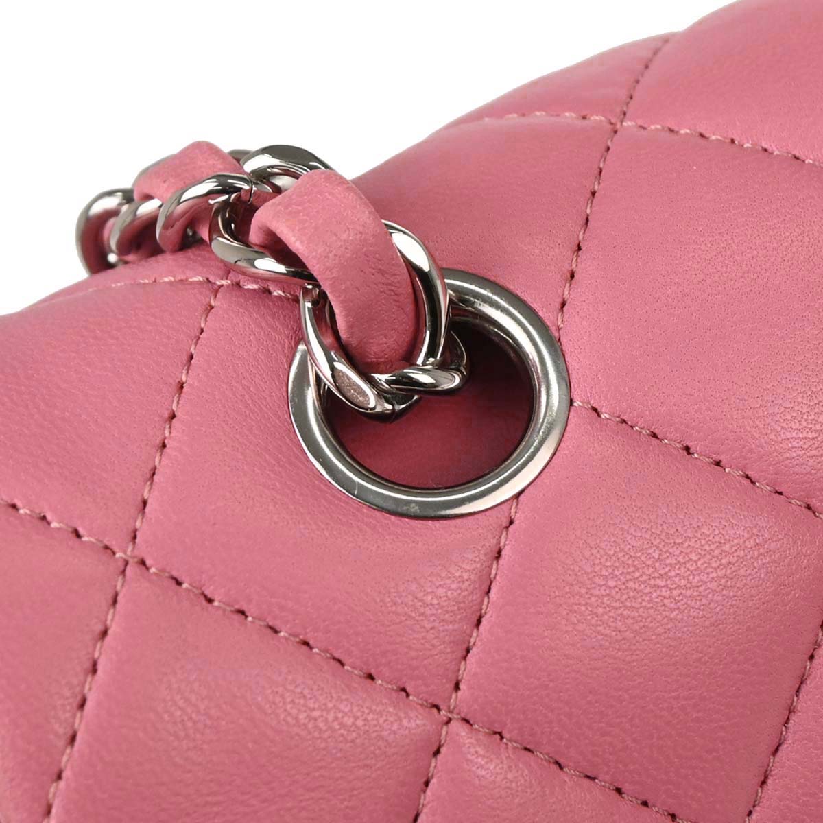 Chanel Pink Lambskin Medium Classic Double Flap Shoulder Bag