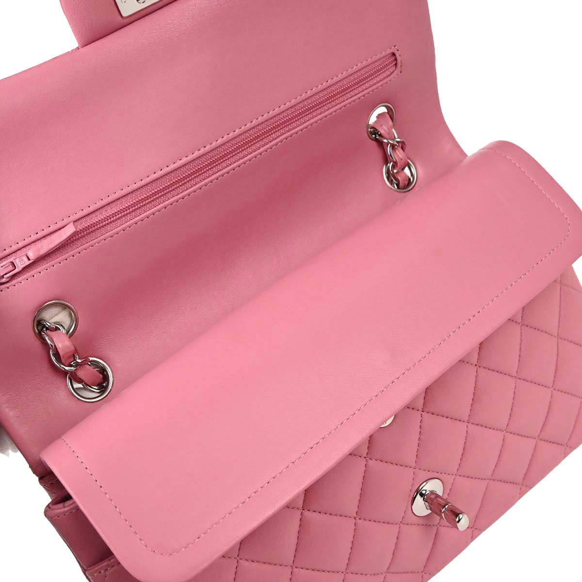 Chanel Pink Lambskin Medium Classic Double Flap Shoulder Bag