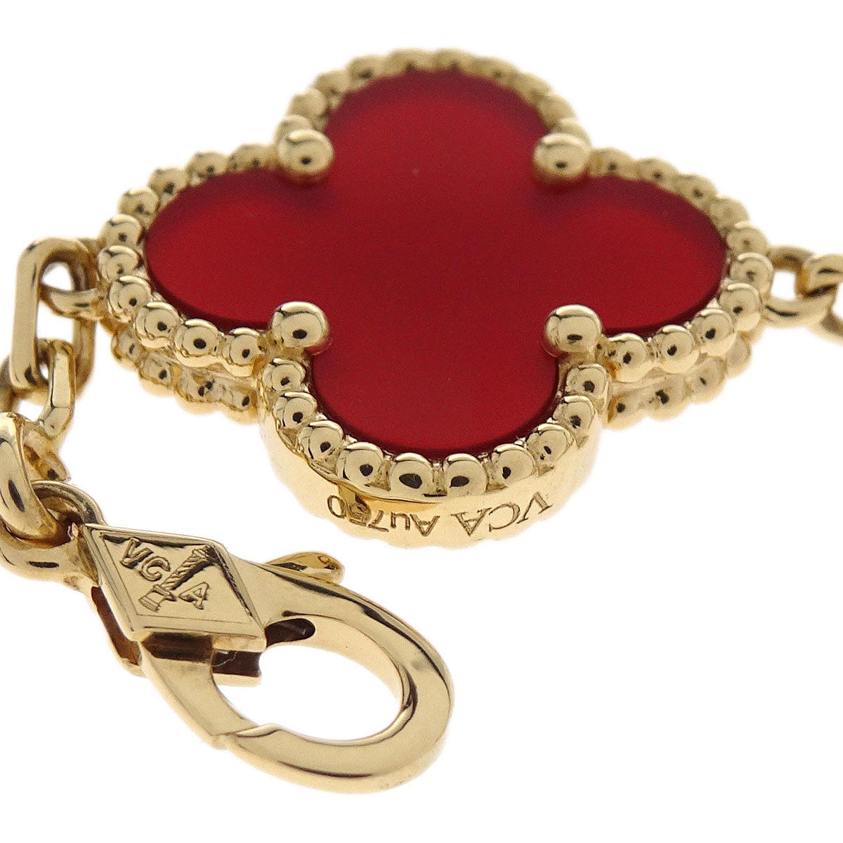 Van Cleef & Arpels Alhambra 5P Bracelet Carnelian Gold Au750 Jewelry