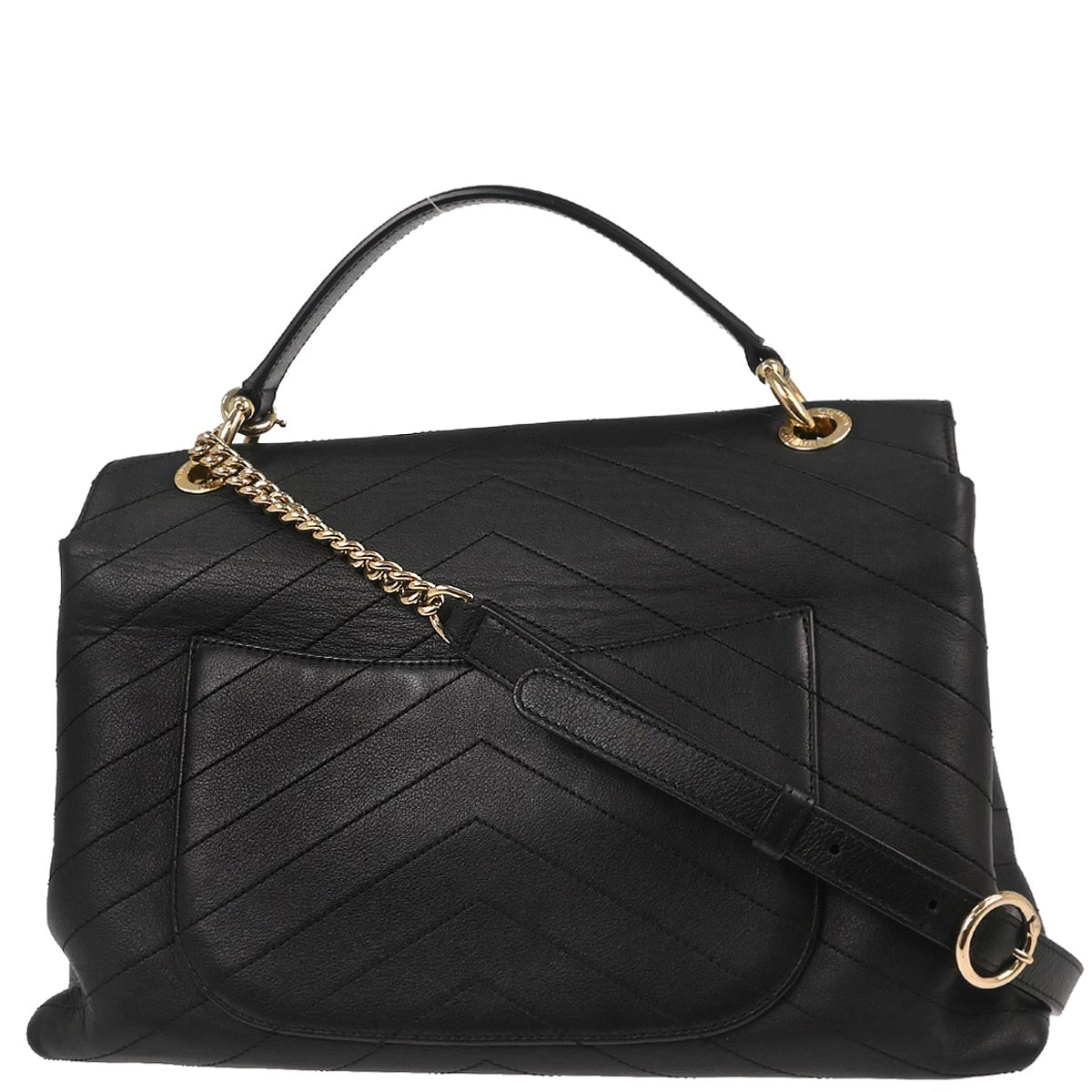 Chanel Black Calfskin Chevron 2way Shoulder Handbag