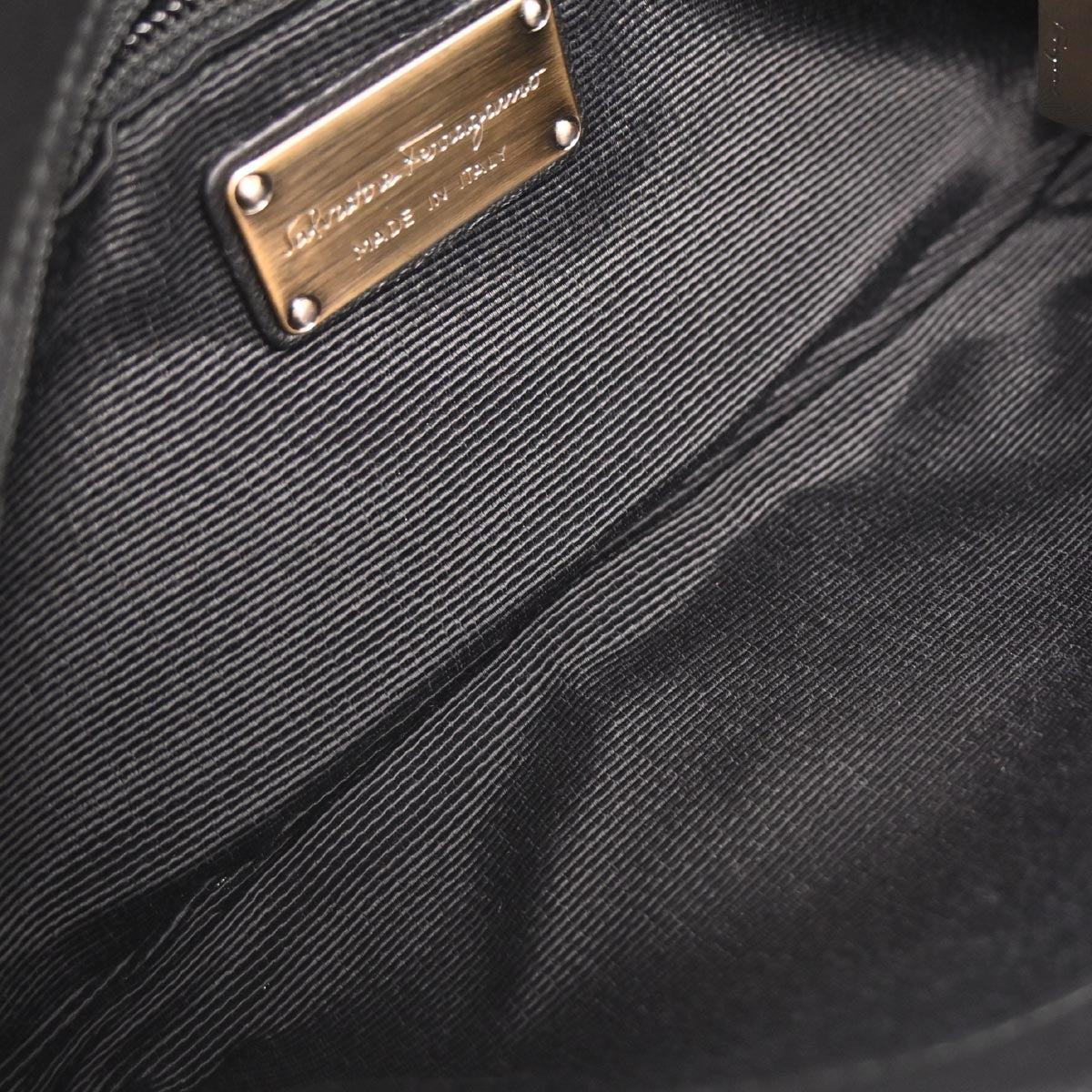 Salvatore Ferragamo Black Polyester Gancini Shoulder Bag