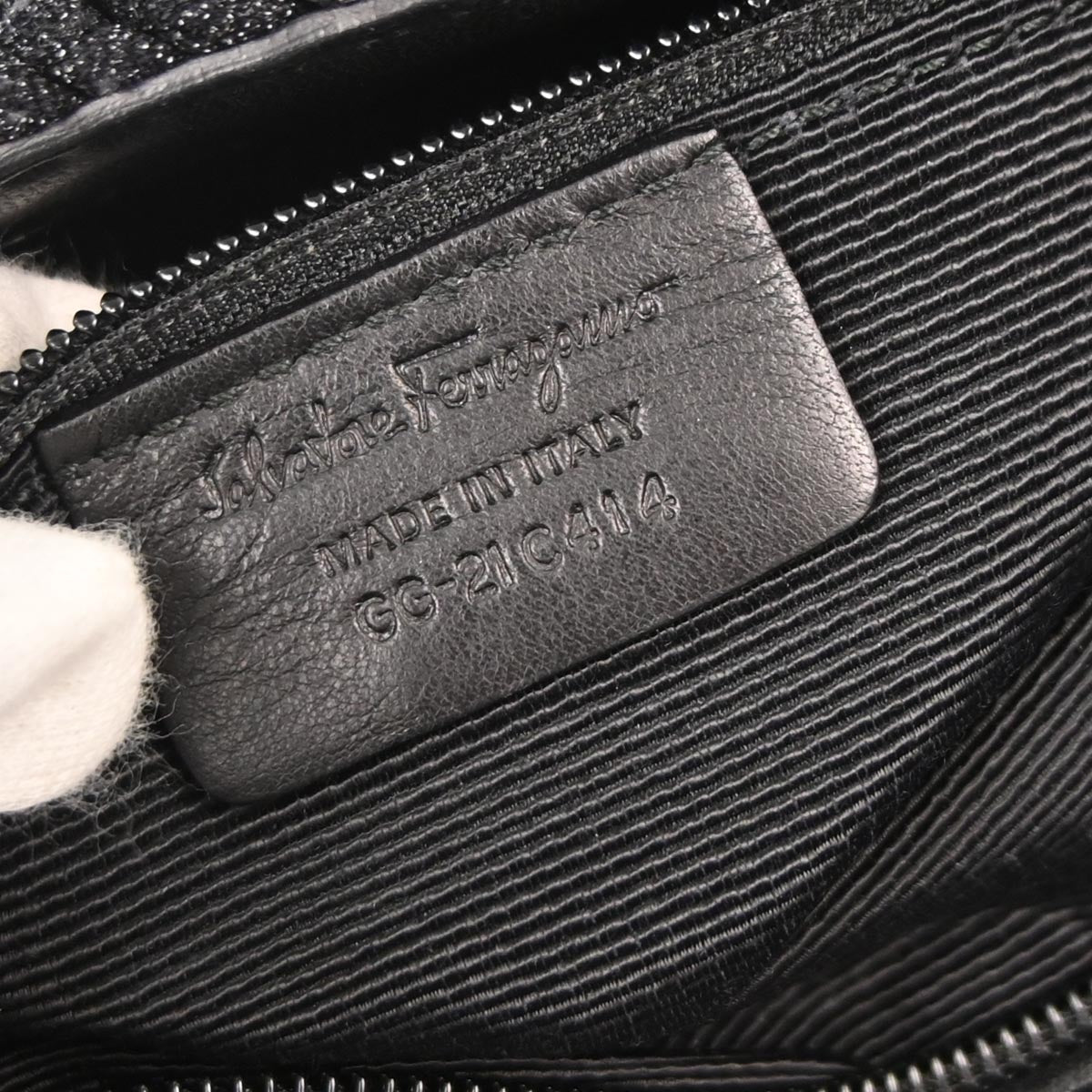 Salvatore Ferragamo Black Polyester Gancini Shoulder Bag