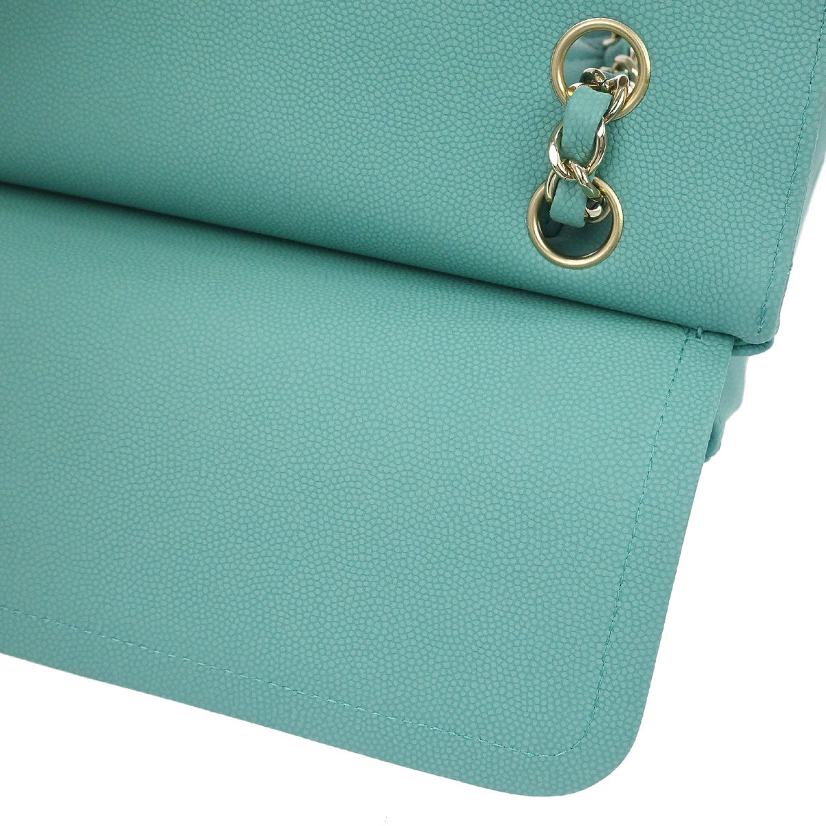 Chanel Green Caviar Skin Chevron Medium Classic Double Flap Shoulder Bag