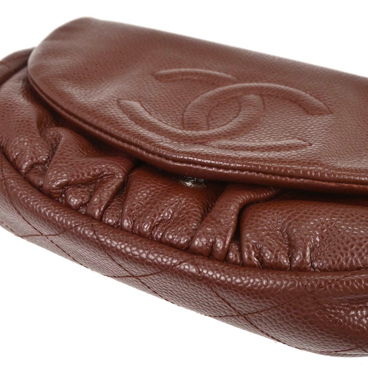 Chanel Brown Caviar Skin Half Moon WOC Shoulder Wallet Bag
