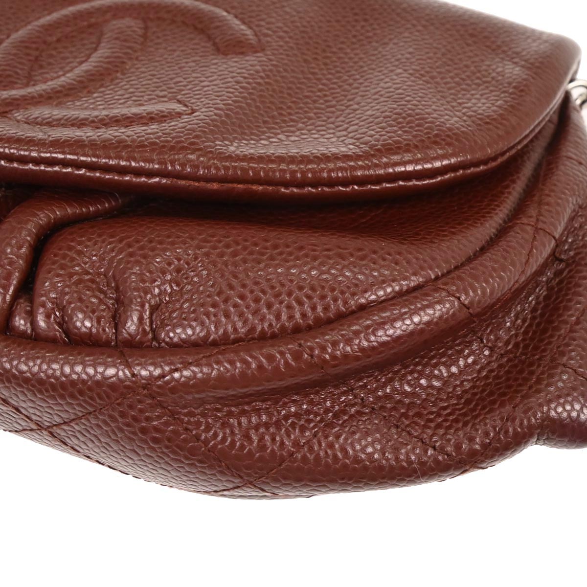 Chanel Brown Caviar Skin Half Moon WOC Shoulder Wallet Bag