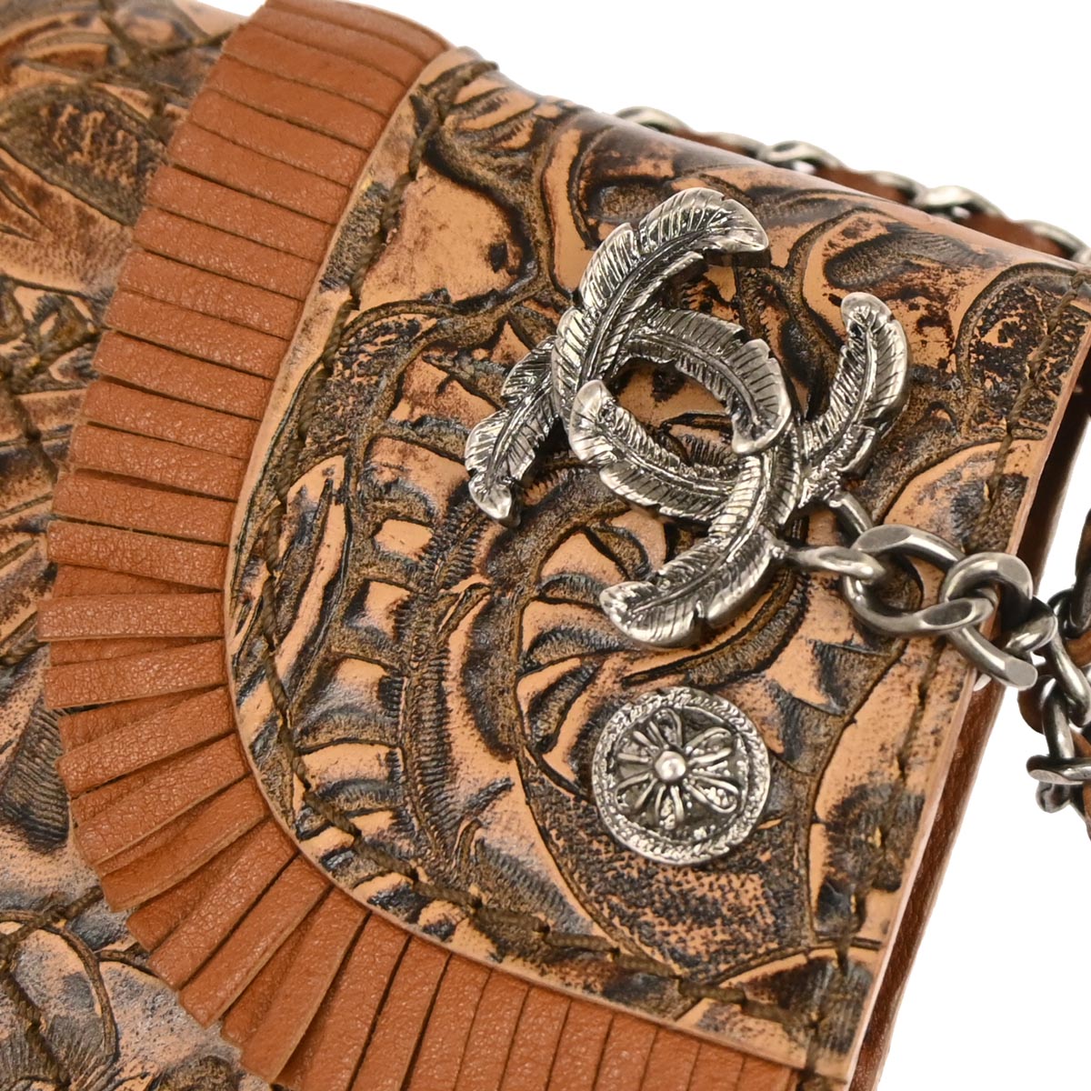 Chanel 2014 Brown Embossed Leather Paris-Dallas Holster Shoulder Bag