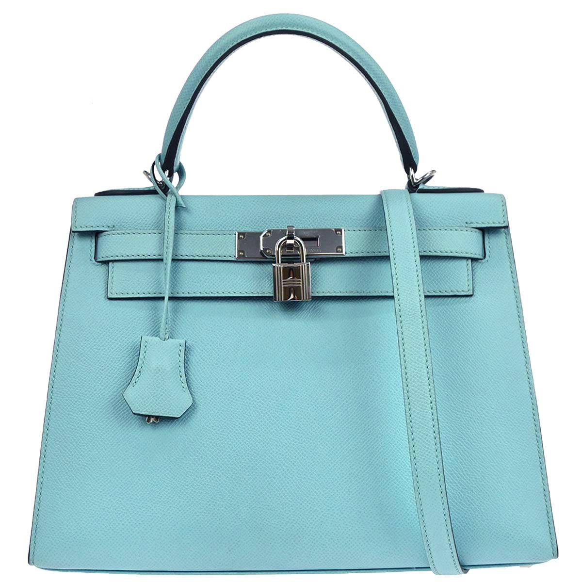 Hermes Blue Atoll Epsom Kelly 28 Sellier 2way Shoulder Handbag