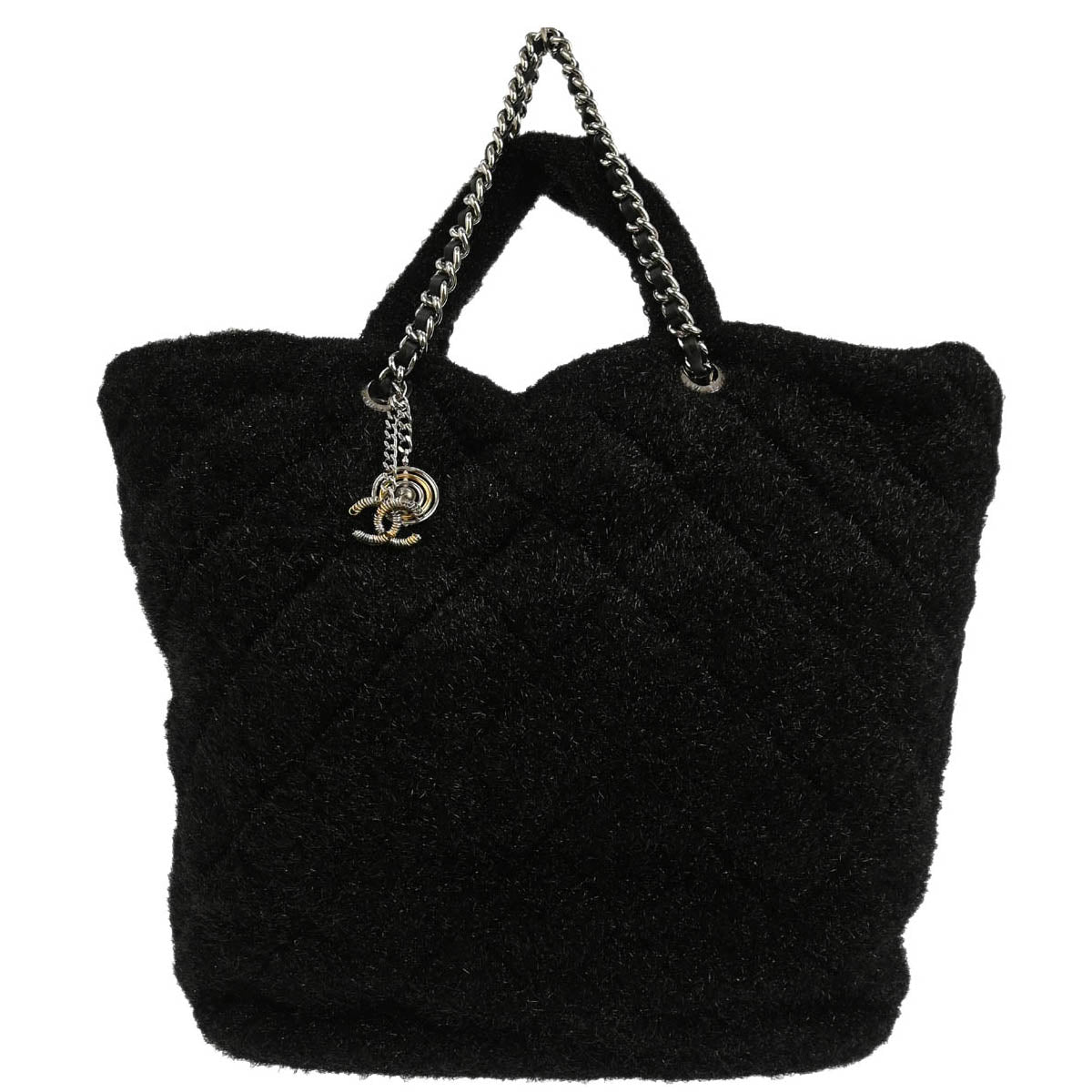 Chanel 2017-2018 Black Pluto Glitter Shopping Tote Chain Handbag