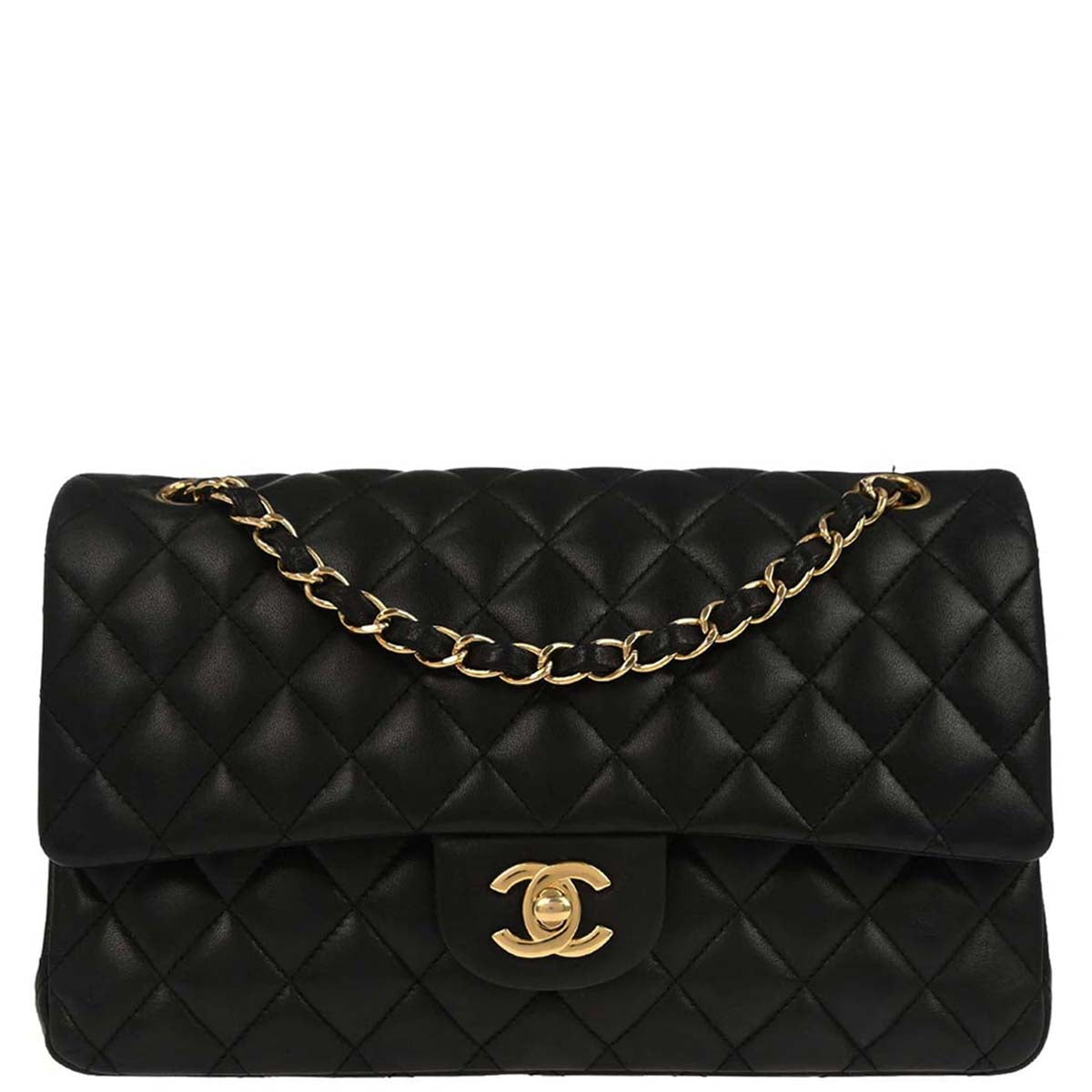 Chanel Black Lambskin Medium Classic Double Flap Shoulder Bag