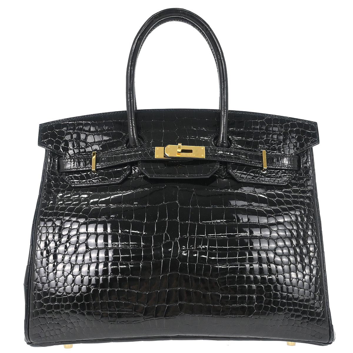 Hermes * Black Porosus Birkin 35 Handbag