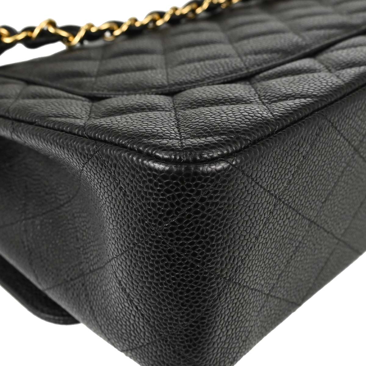 Chanel 2014-2015 Black Caviar Skin Jumbo Classic Double Flap Shoulder Bag