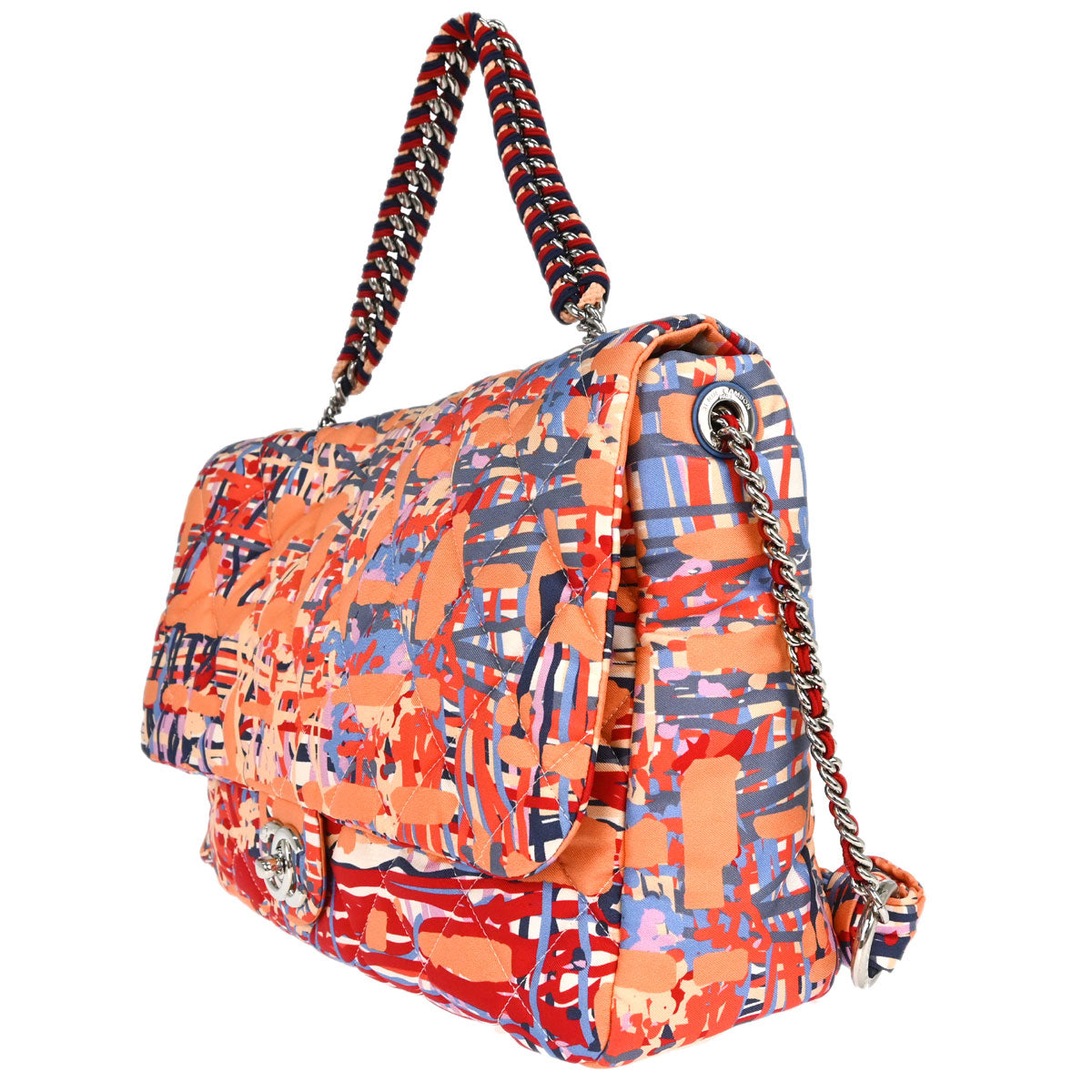 Chanel 2018 Orange Nylon Foulard Flap 2way Shoulder Handbag