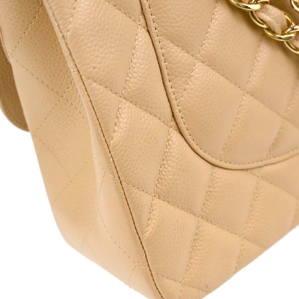 Chanel 2018 Beige Caviar Skin Jumbo Classic Double Flap Shoulder Bag