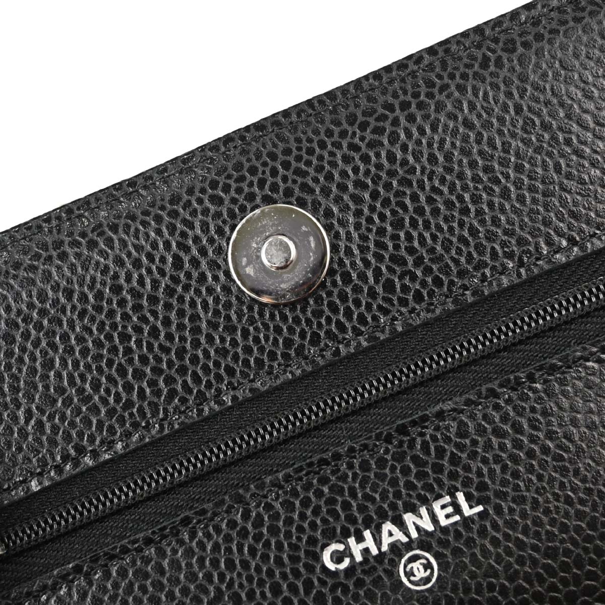 Chanel Black Caviar Skin Classic WOC Wallet on Chain Shoulder Bag