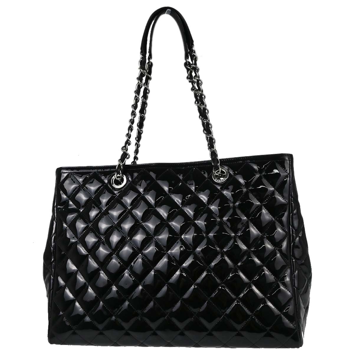 Chanel Black Patent Leather Tote Handbag