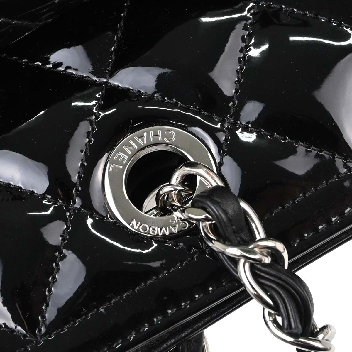 Chanel Black Patent Leather Tote Handbag