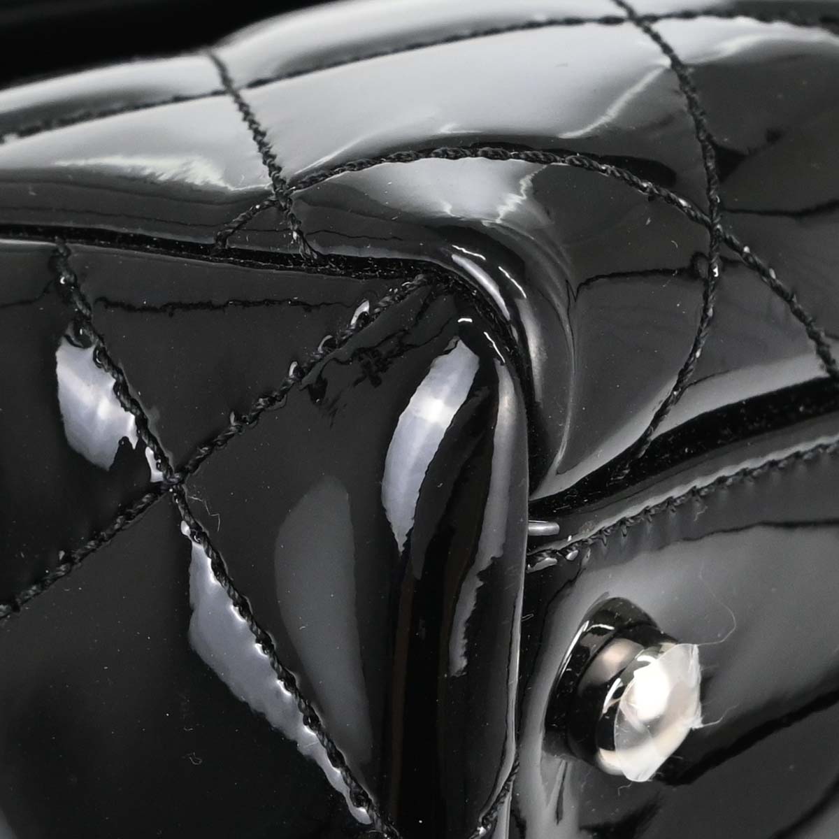 Chanel Black Patent Leather Tote Handbag