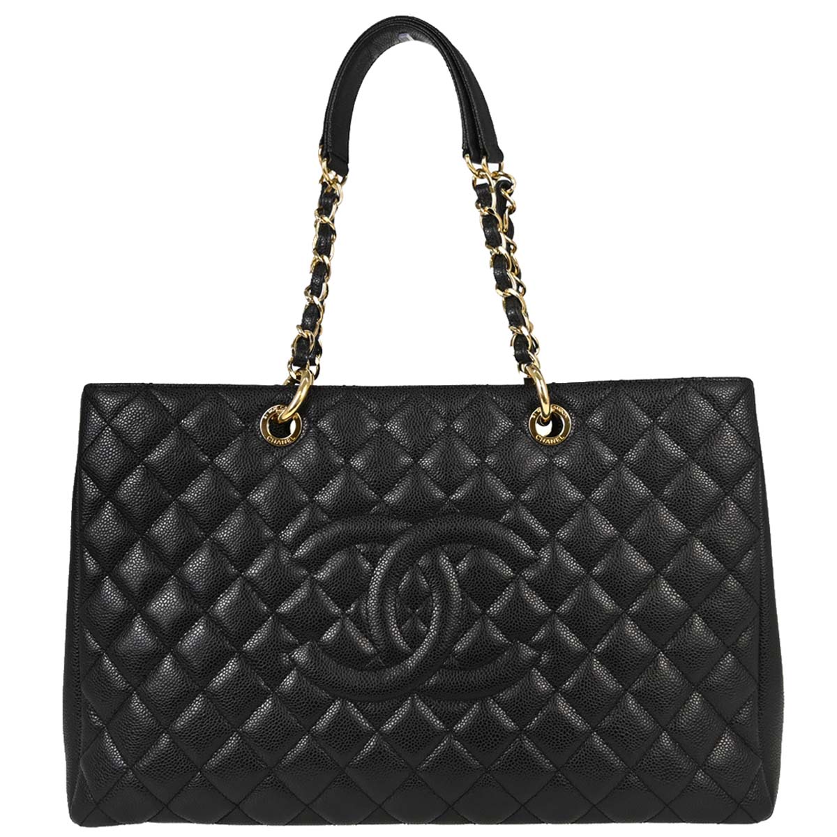 Chanel Black Caviar Skin Grand Shopping Tote GST XL Chain Handbag
