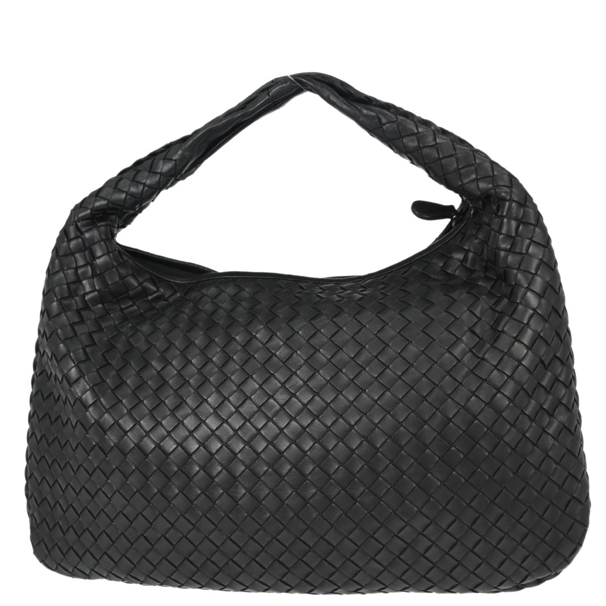 Bottega Veneta Black Lambskin Intrecciato Hobo Handbag