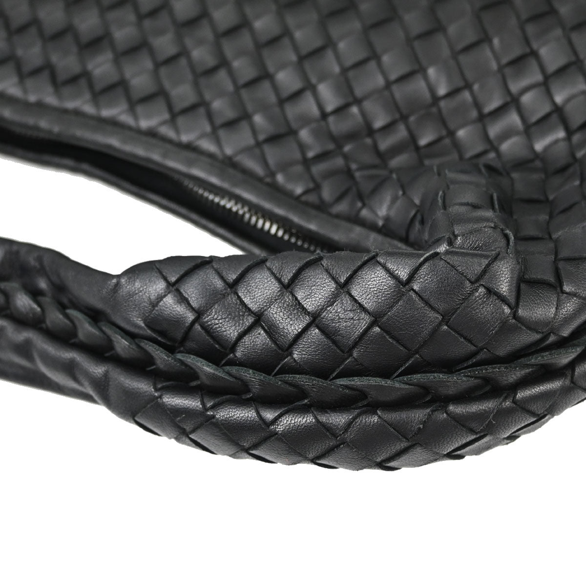 Bottega Veneta Black Lambskin Intrecciato Hobo Handbag
