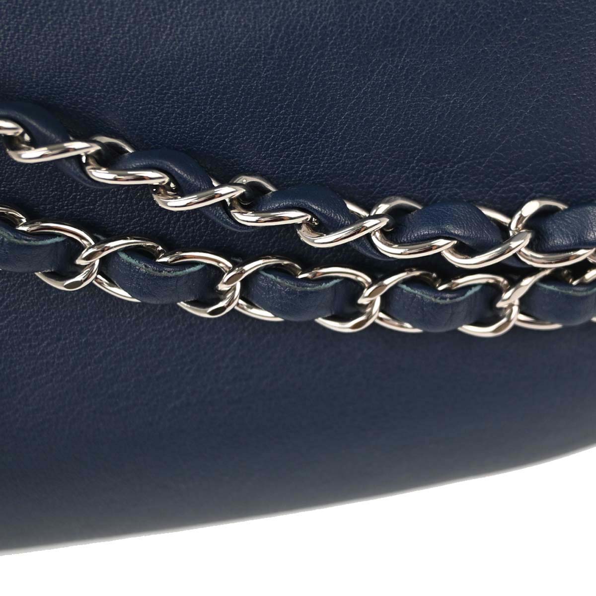 Chanel Navy Lambskin Lurex Elementary Chic Flap Shoulder Bag