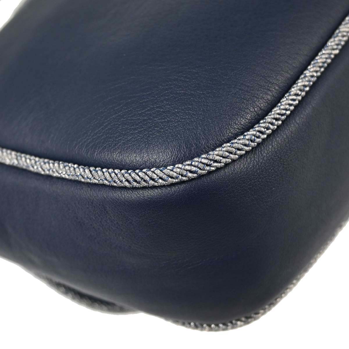 Chanel Navy Lambskin Lurex Elementary Chic Flap Shoulder Bag