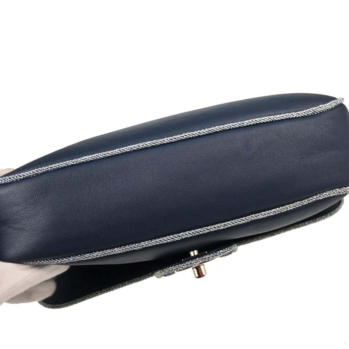 Chanel Navy Lambskin Lurex Elementary Chic Flap Shoulder Bag
