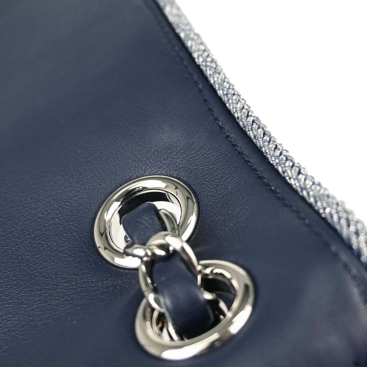 Chanel Navy Lambskin Lurex Elementary Chic Flap Shoulder Bag