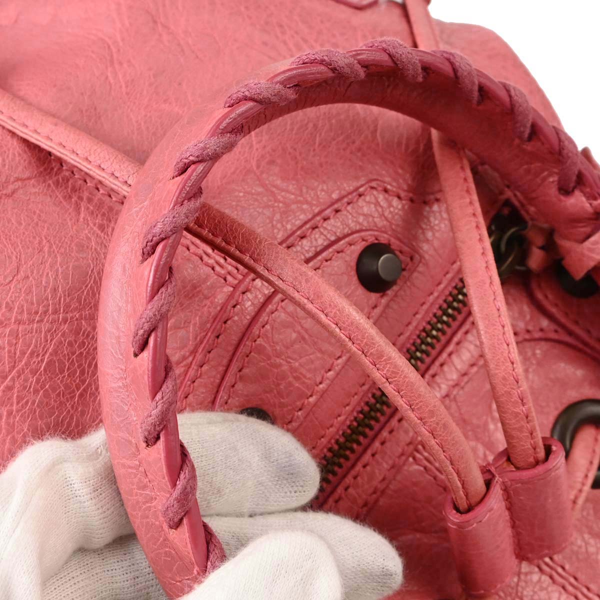 Balenciaga Pink Lambskin Classic Mini Pompon 2way Shoulder Handbag