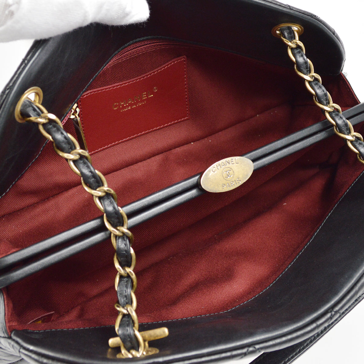 Chanel 2012 Black Calfskin Medium Mademoiselle Bowling Chain Handbag