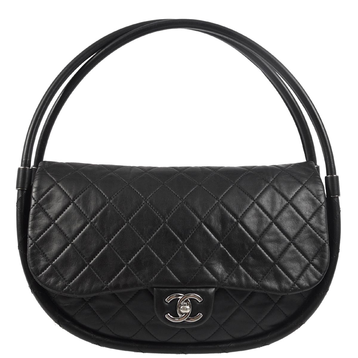 Chanel 2012-2013 Black Lambskin Hula Hoop Handbag