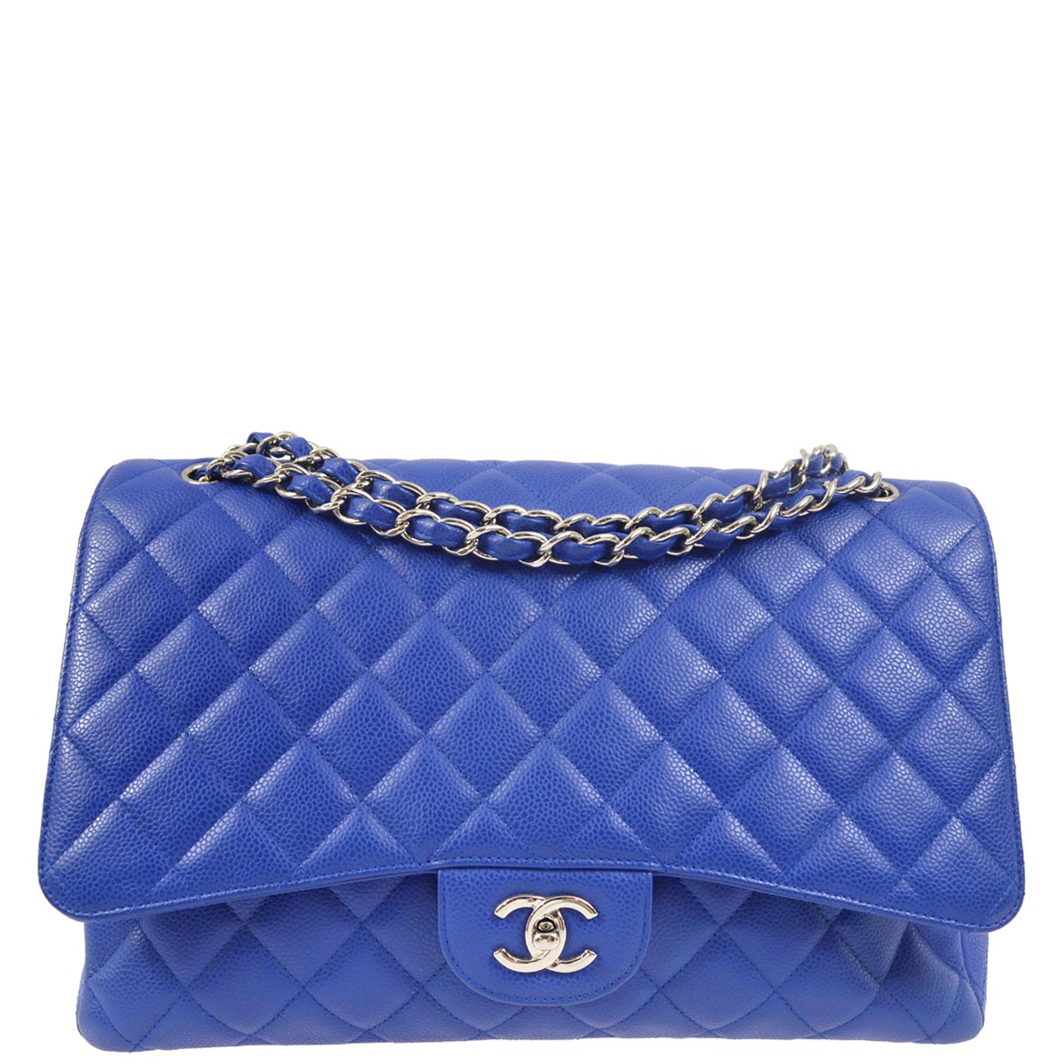 Chanel Blue Caviar XL Single Flap Shoulder Bag