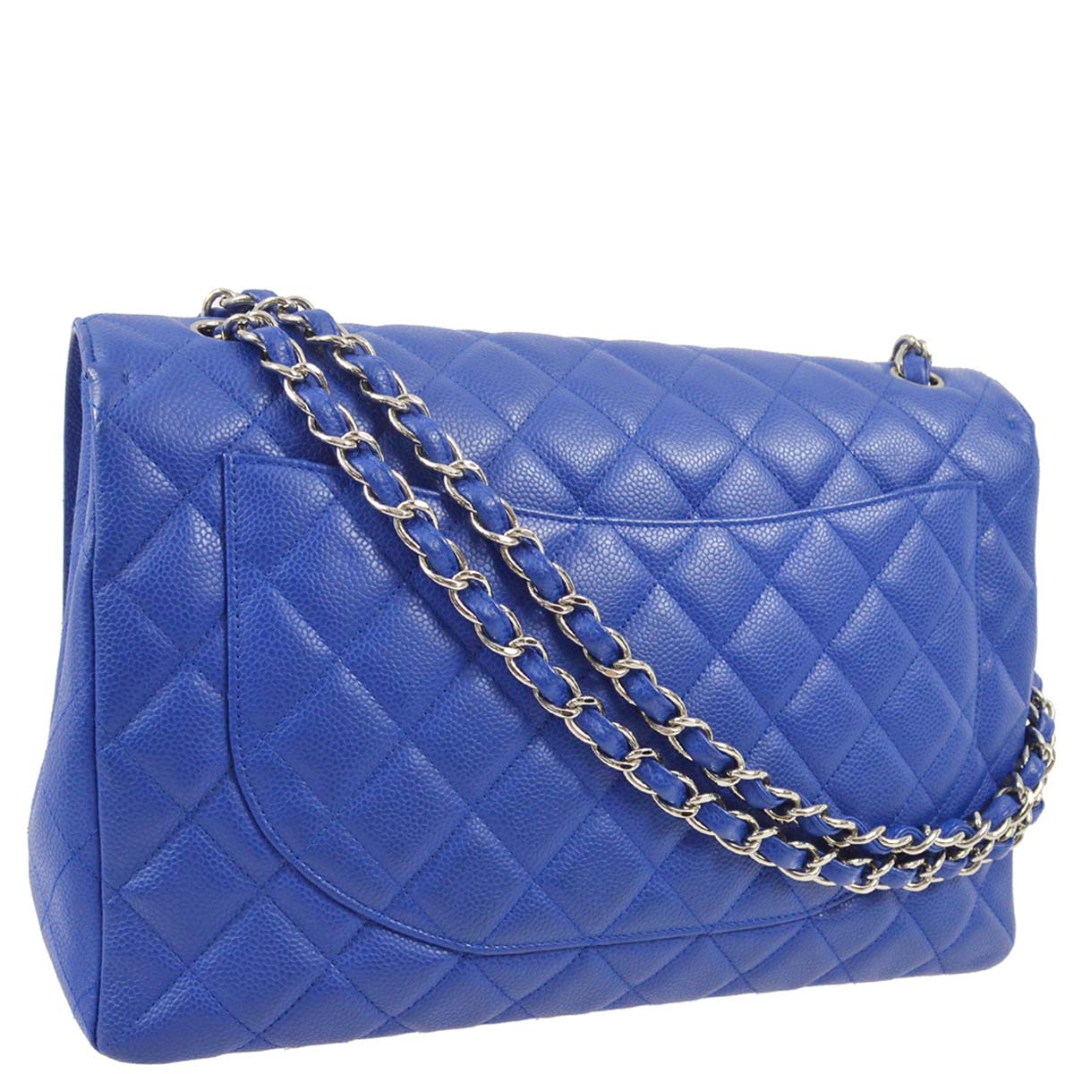 Chanel 2009-2010 Blue Caviar XL Single Flap Shoulder Bag