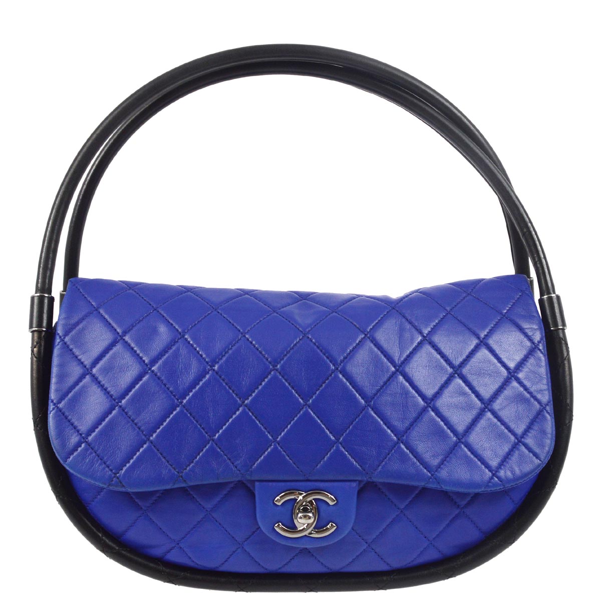 Chanel 2013-2014 Blue Black Lambskin Hula Hoop Handbag