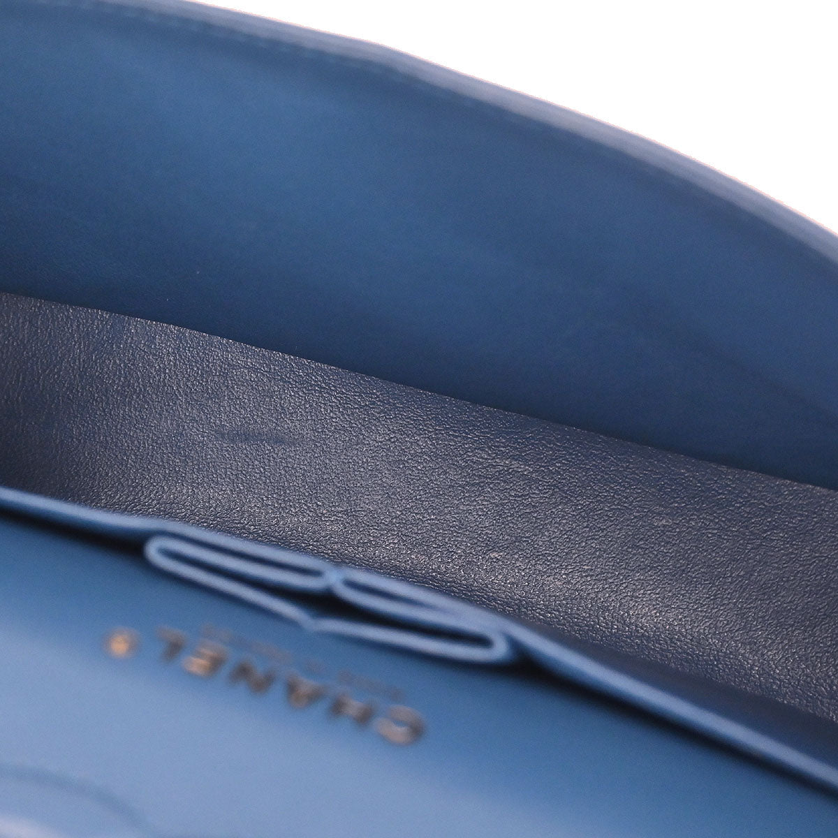 Chanel 2019 Blue Lambskin Chevron Medium Classic Double Flap Shoulder Bag